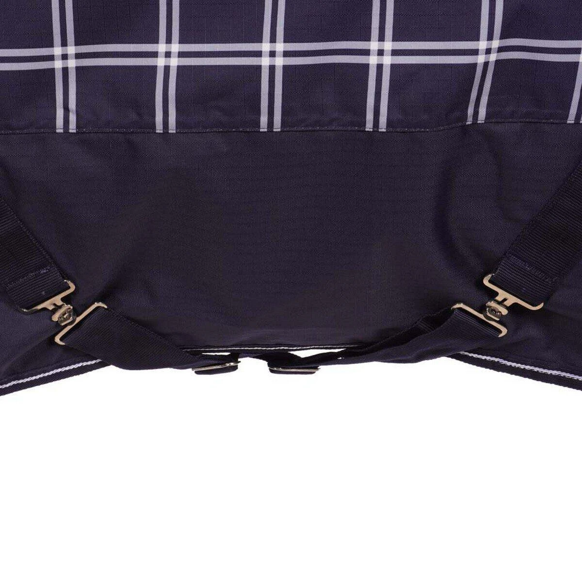 Saxon Defiant StandardNeck Plaid Midweight Horse Turnout Rug (Navy/White) - Image 3