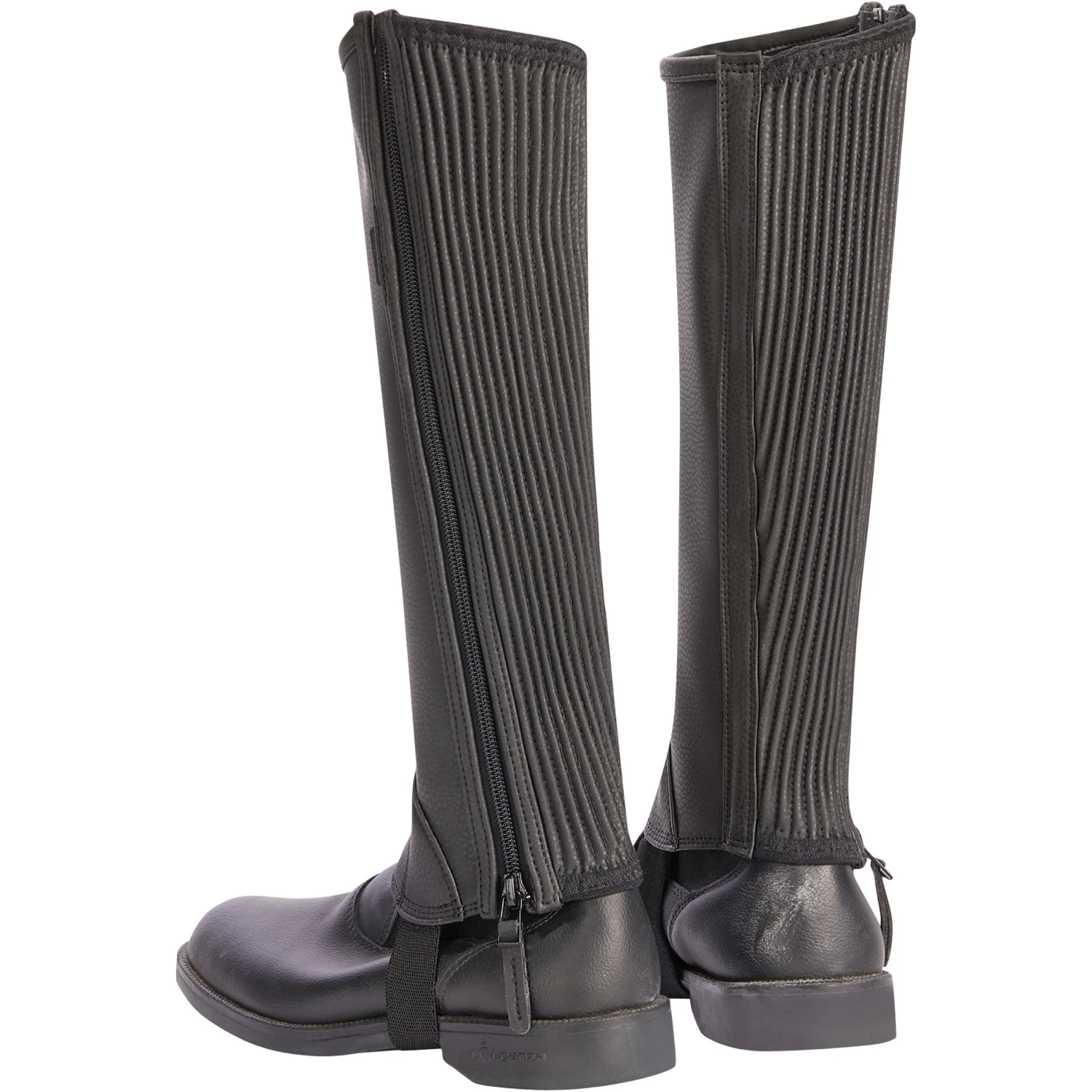 Kids' Horse Riding Leather Half-Chaps With Gusset 500 - Image 3