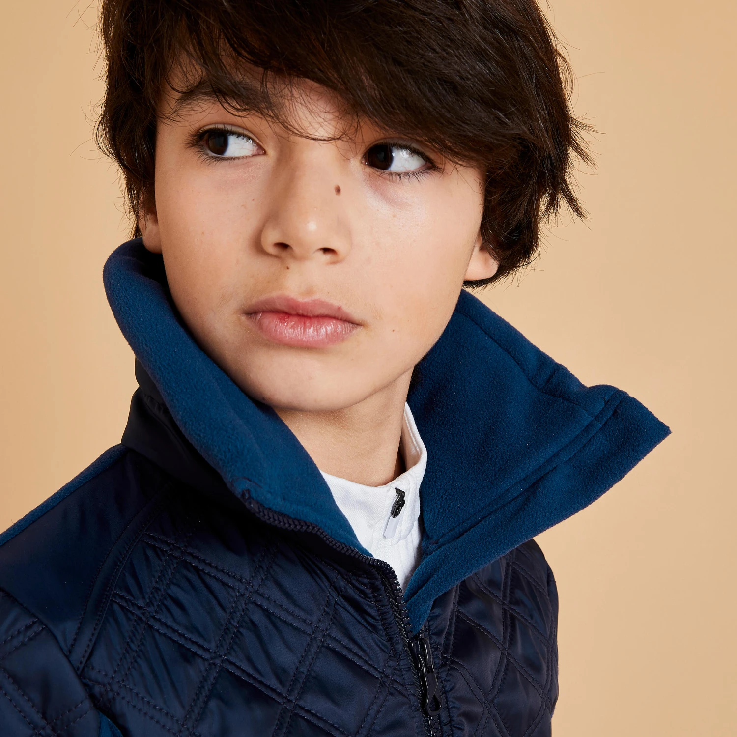 Kids' Horse Riding Bi-Material Warm Fleece 500 - Image 4