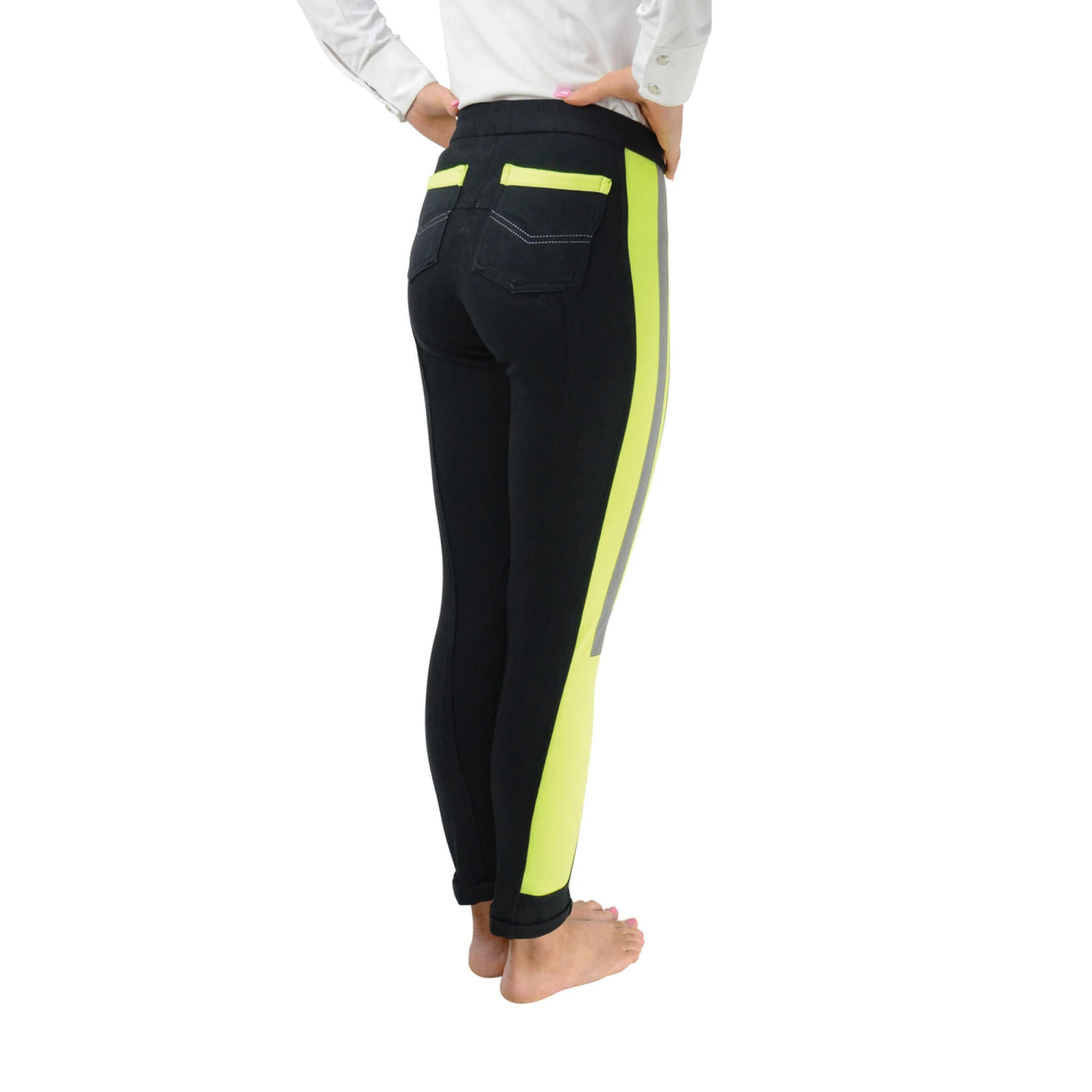 HyVIZ Reflector Ladies Riding Jodhpurs Yellow Black - Image 2