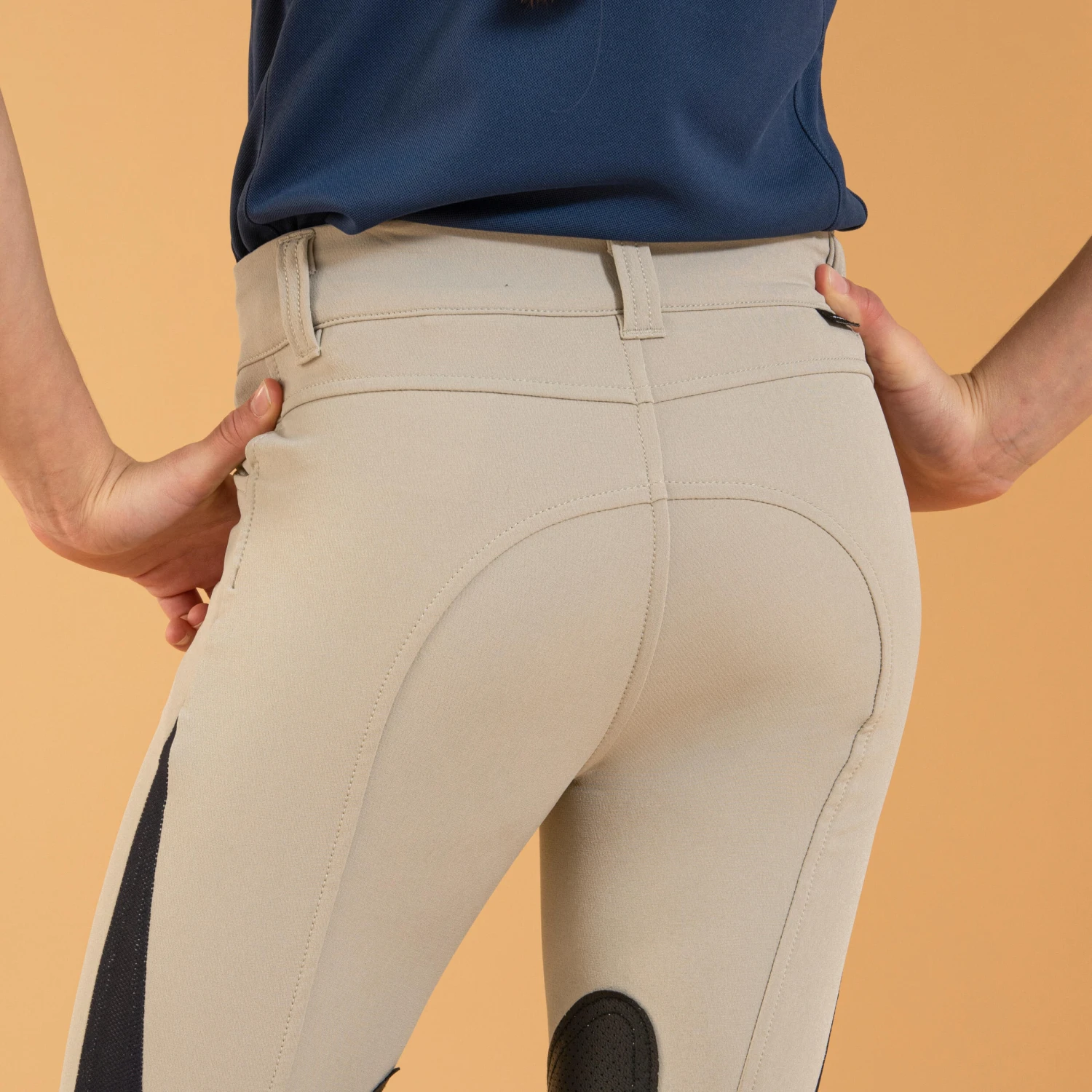 Kids' Horse Riding Lightweight Mesh Jodhpurs With Grippy Suede Patches 500 - Image 12