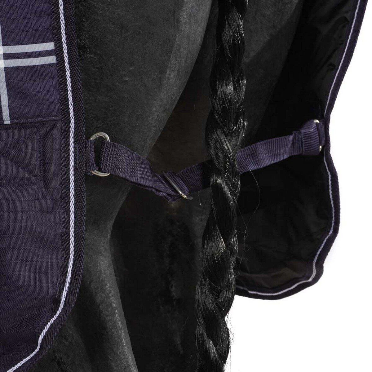 Saxon Defiant StandardNeck Plaid Midweight Horse Turnout Rug (Navy/White) - Image 4