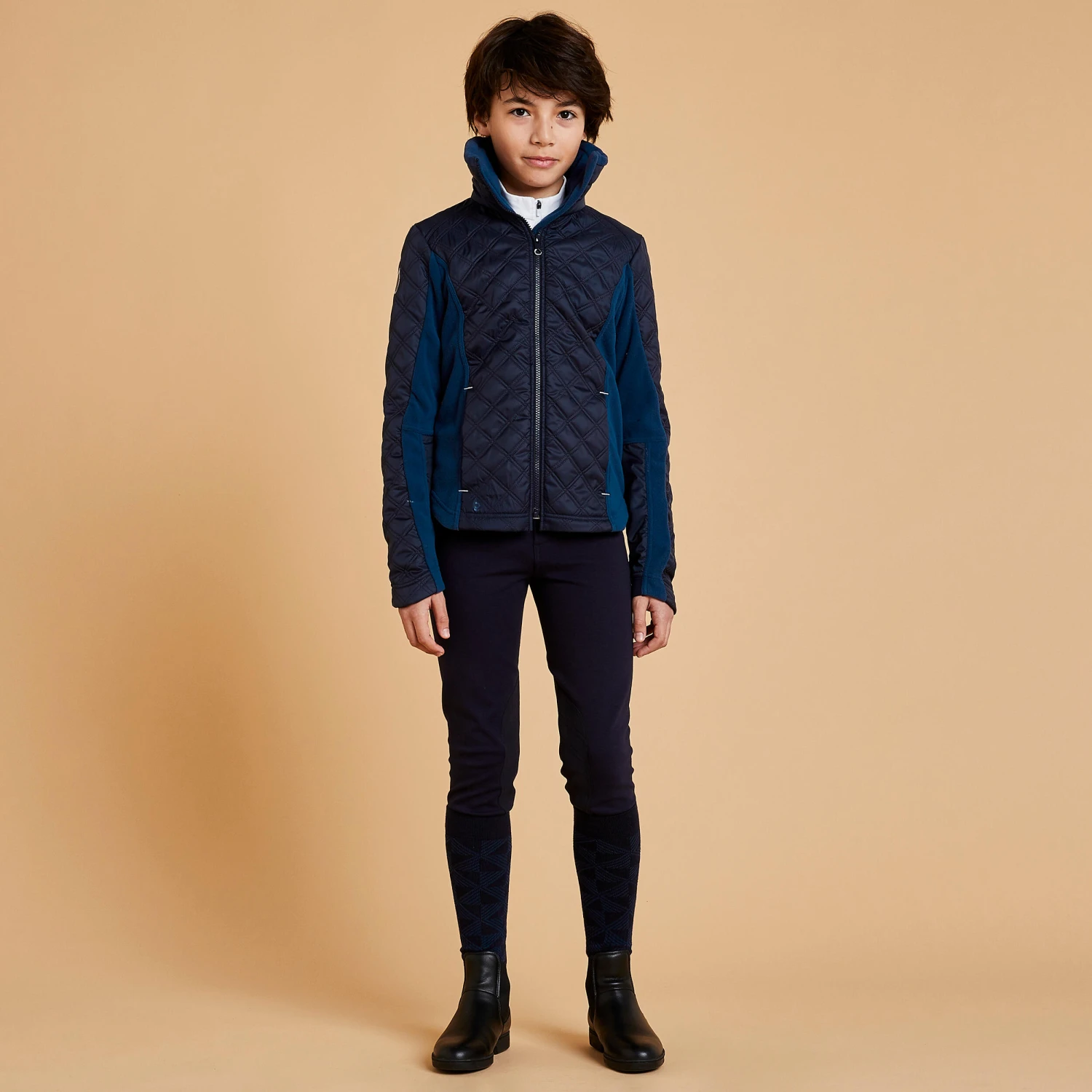 Kids' Horse Riding Bi-Material Warm Fleece 500 - Image 2